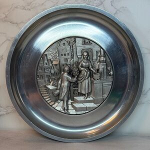 West Germany Pewter Decorative Plate - Courting - R.Holmann 1974 24cm 745g Zinn